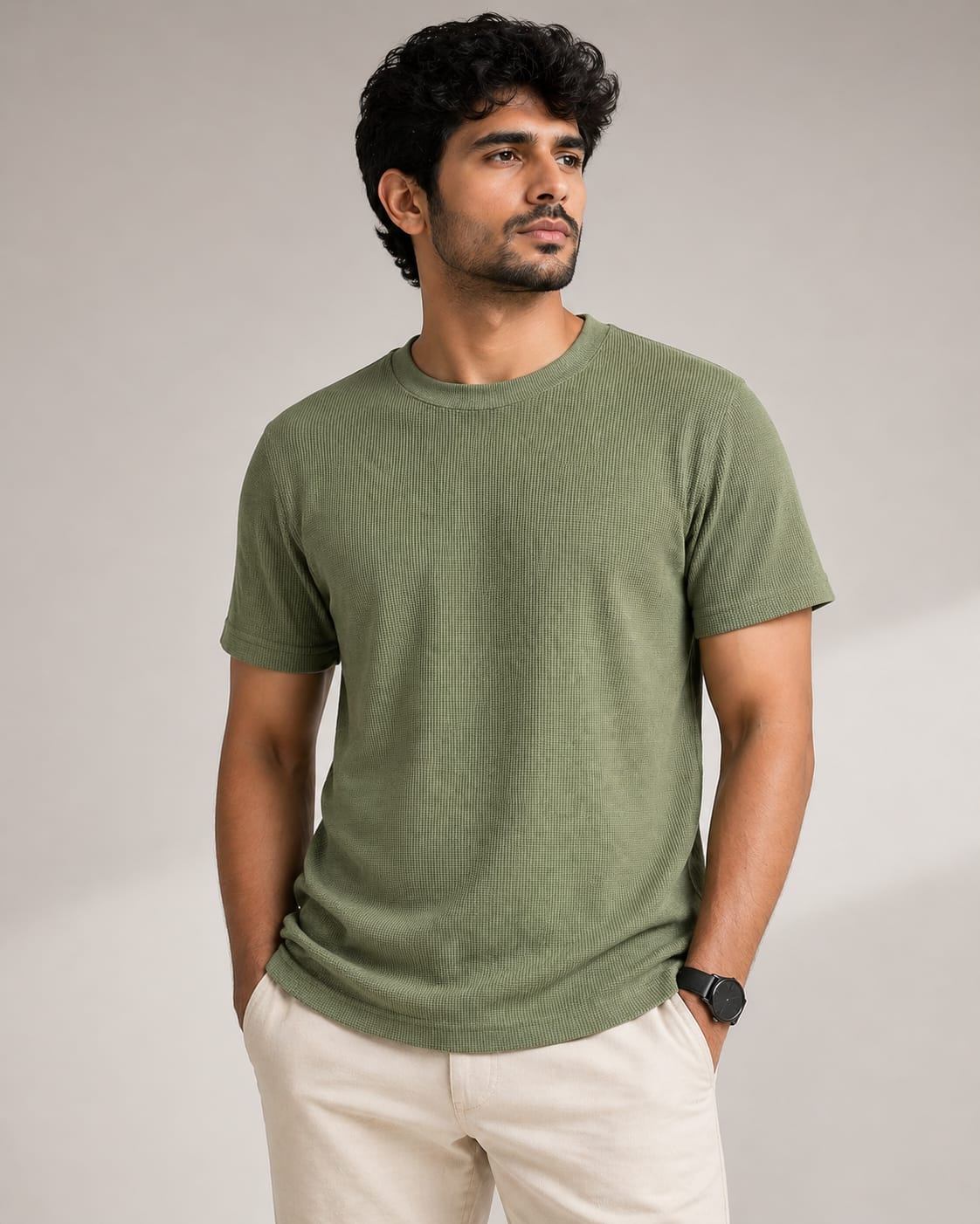 Textured Relaxed Fit Tees Olive