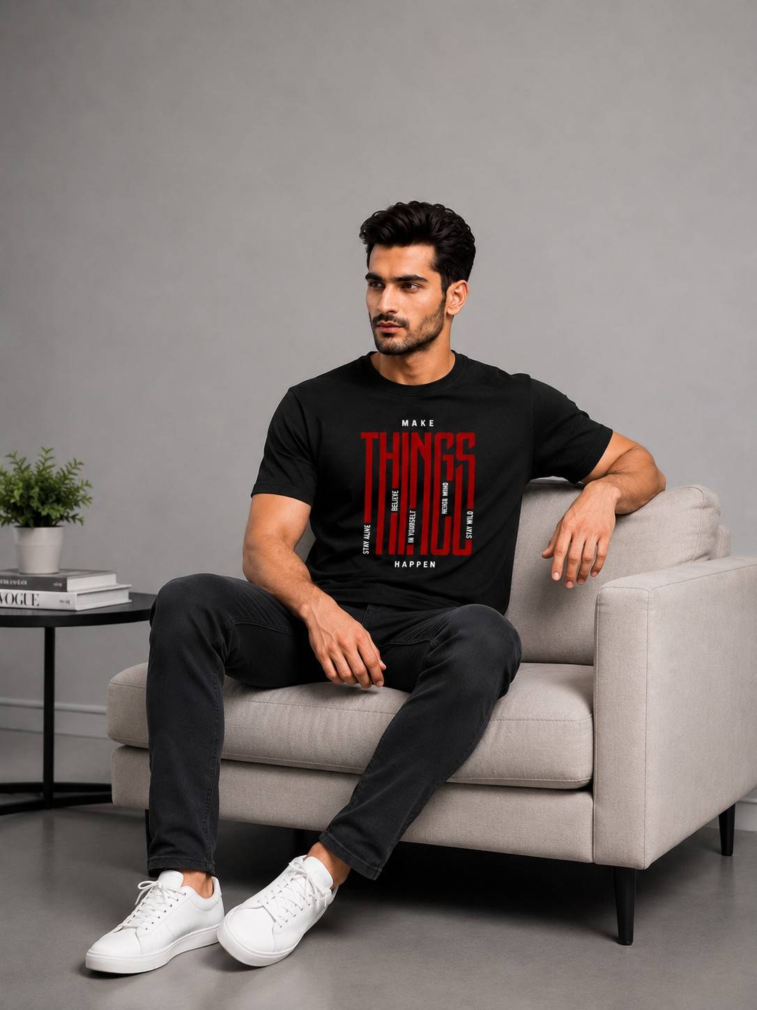 Relaxed Fit Printed Tees Thinks