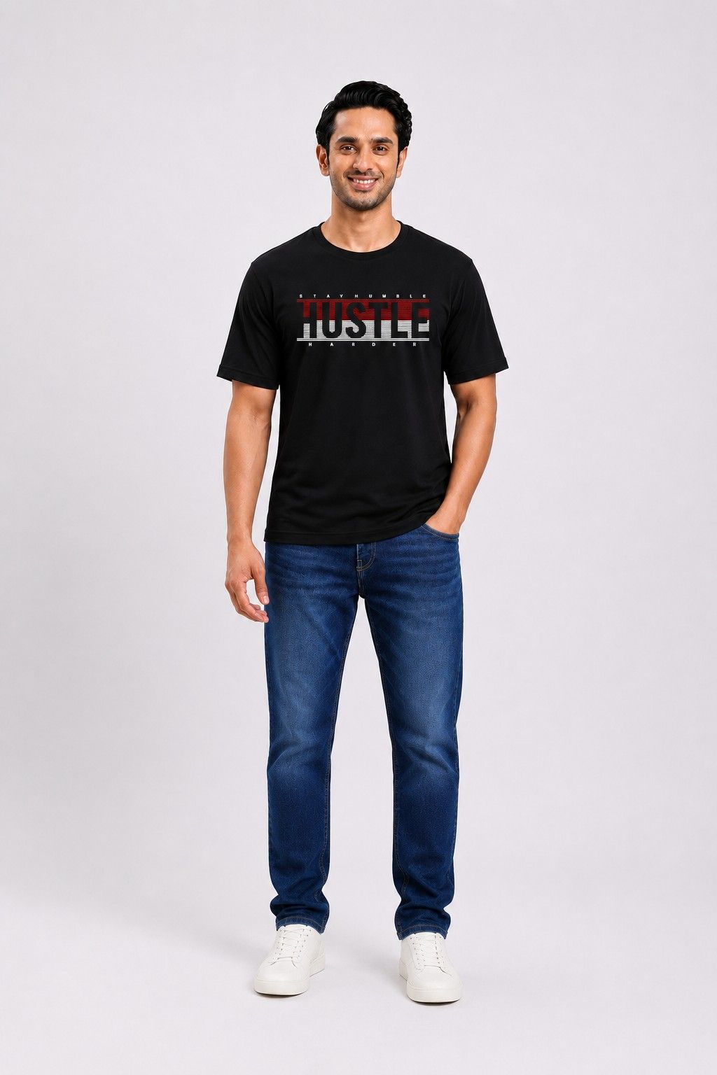 Relaxed Fit Printed Tees Hustle