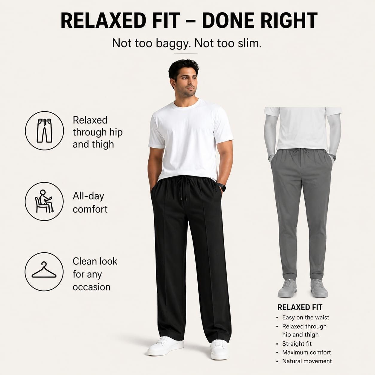 Mens Drift Relaxed Pants – Jet Black