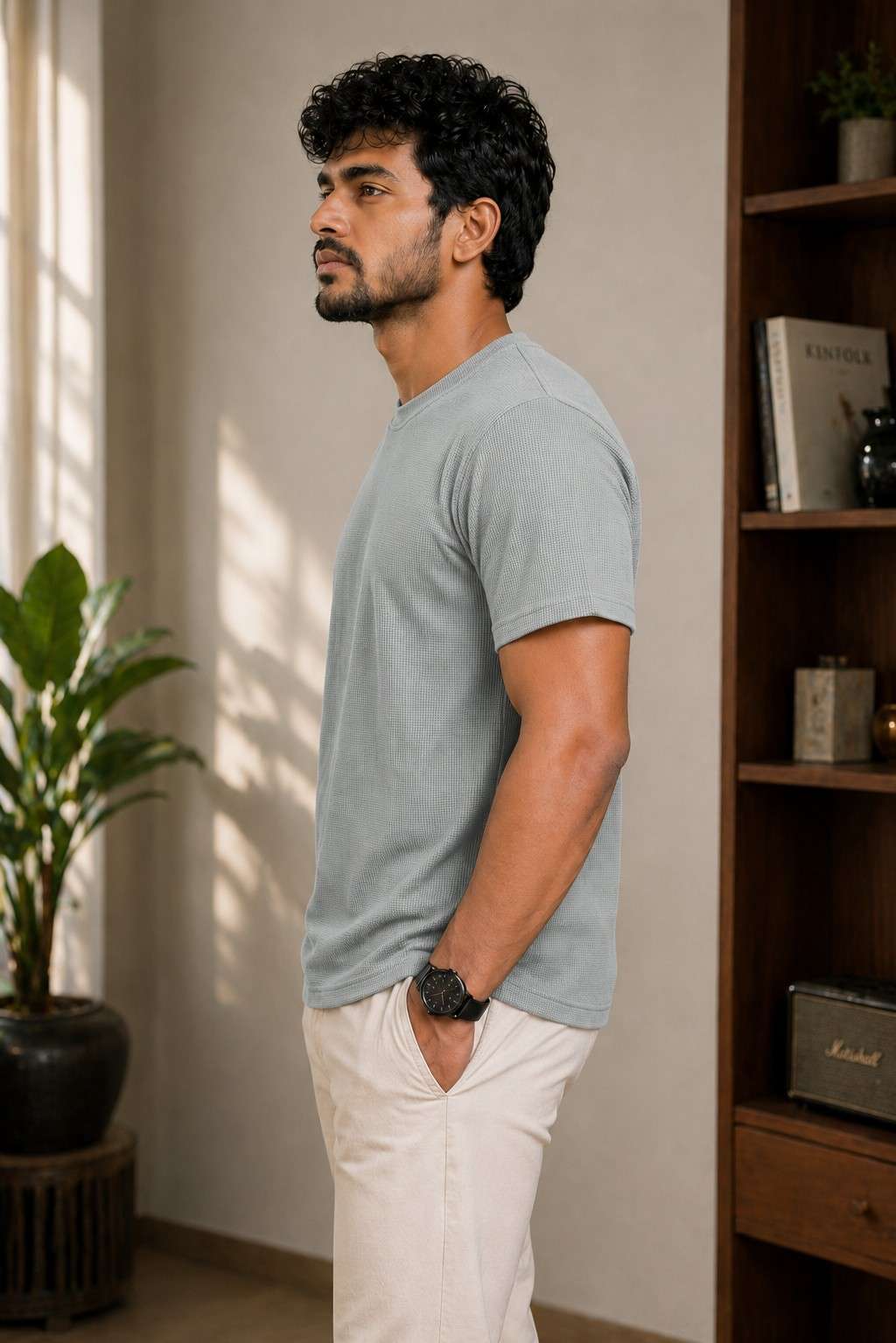 Textured Relaxed Fit Tees Grey