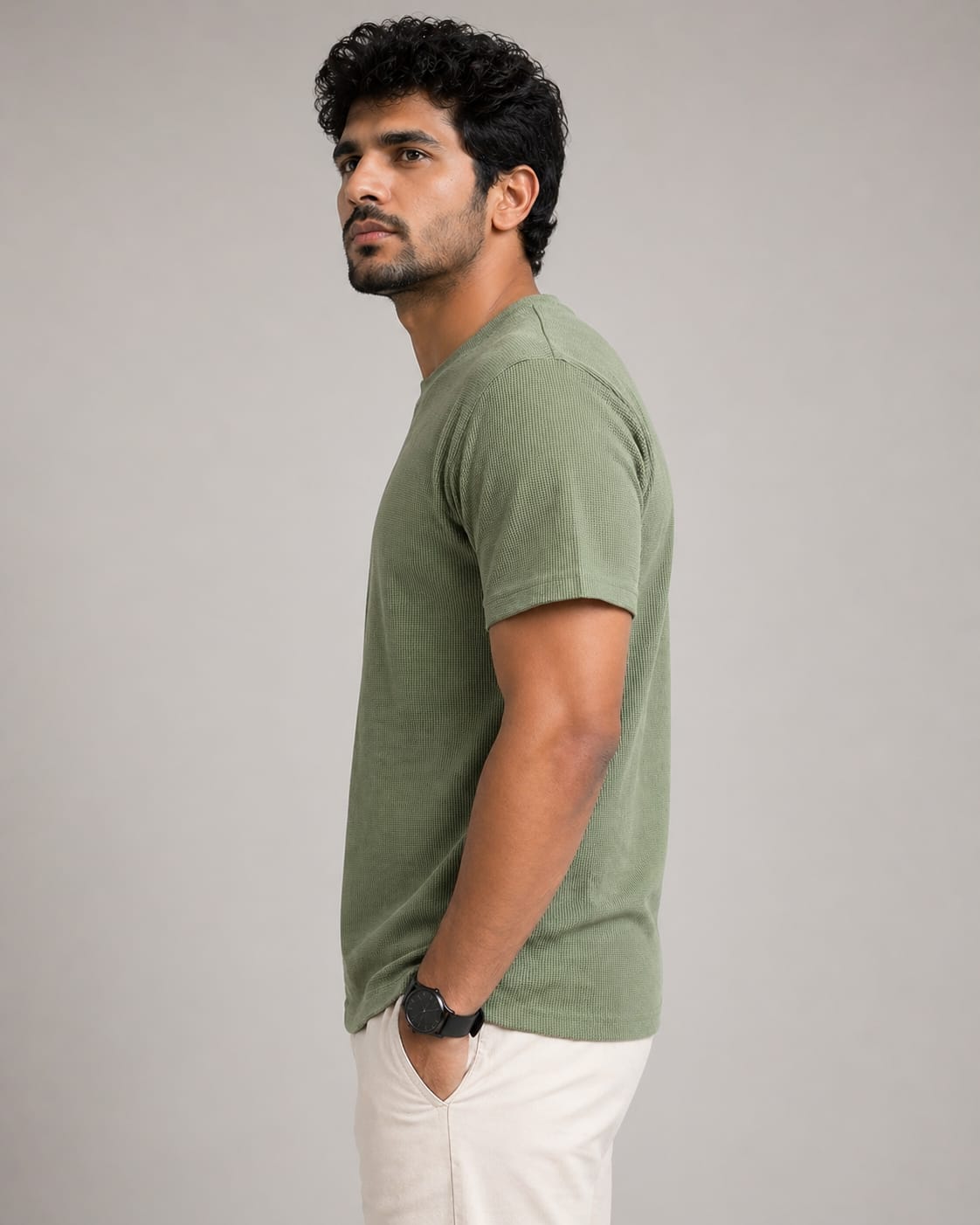 Textured Relaxed Fit Tees Olive