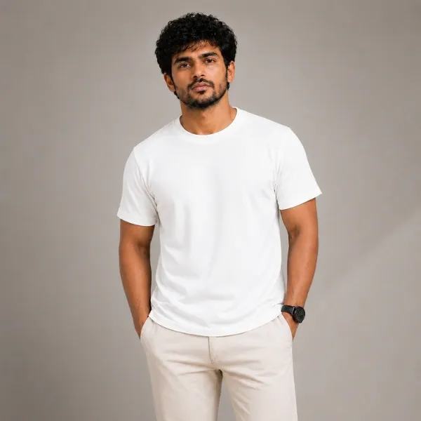 Men's Regular Fit White T-Shirt – 100% Cotton