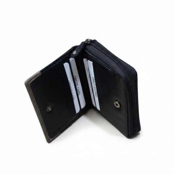 Premium Black Zip-Around Leather Wallet for Men With Two-Tone Design