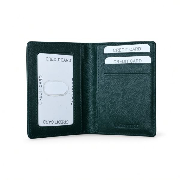 Premium Dark Green Leather Bifold Wallet for Men with ID Window