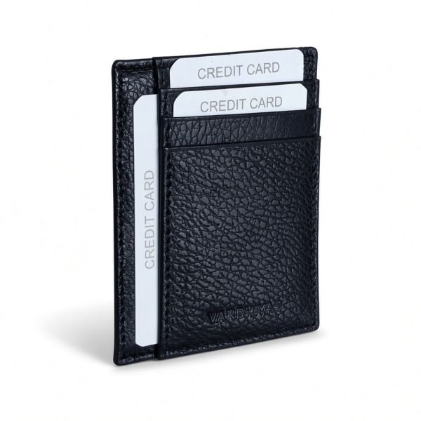 Men’s Premium Black Crocodile-Texture Slim Card Holder Wallet – Multi-Card Pocket Leather Look Wallet